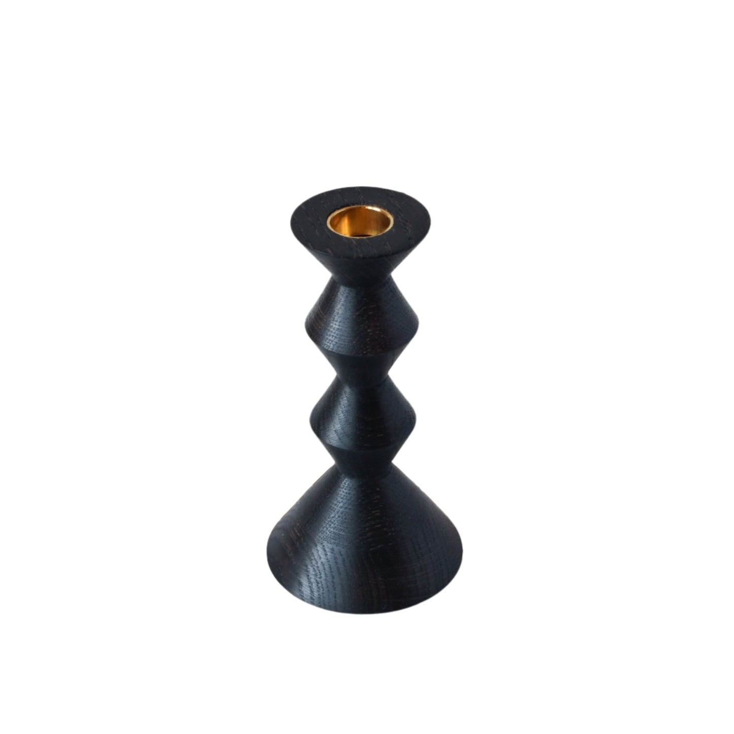 Ebonised Oak Turned Wooden Candlestick