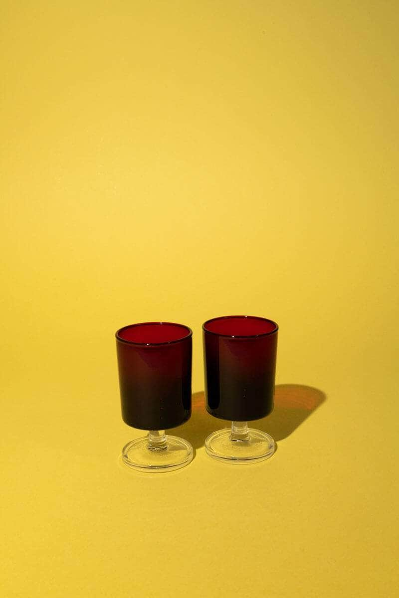 Vintage French Burgundy Glasses Pair