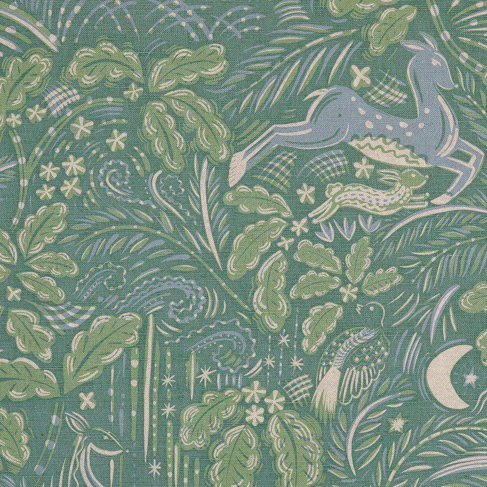 Staffordshire Fabric in Forest Green and Field Blue