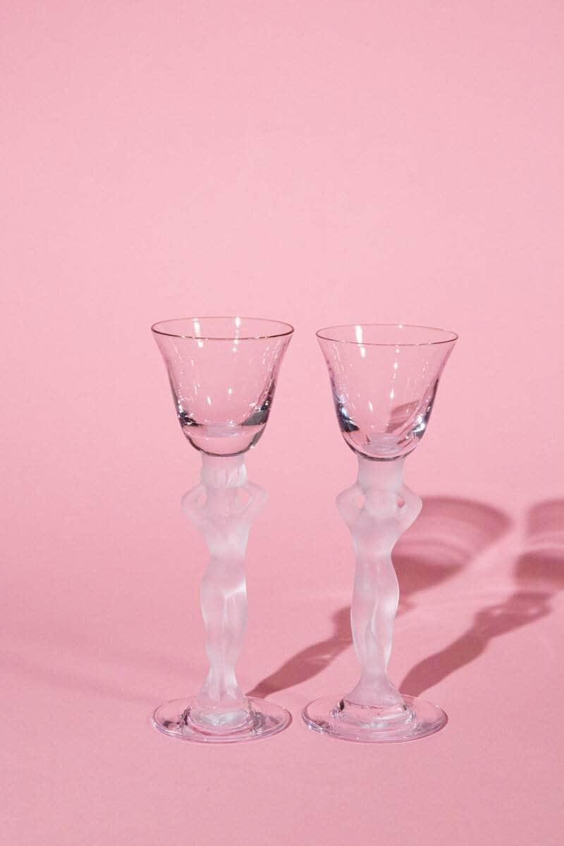 Vintage Glasses with Nude Stem, Bayel France