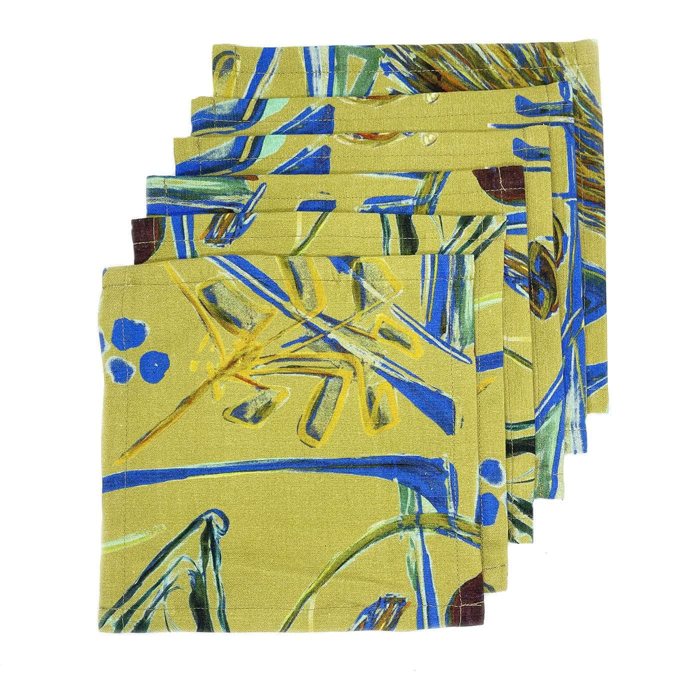 Panarea Printed Linen Cocktail Napkins set of 6