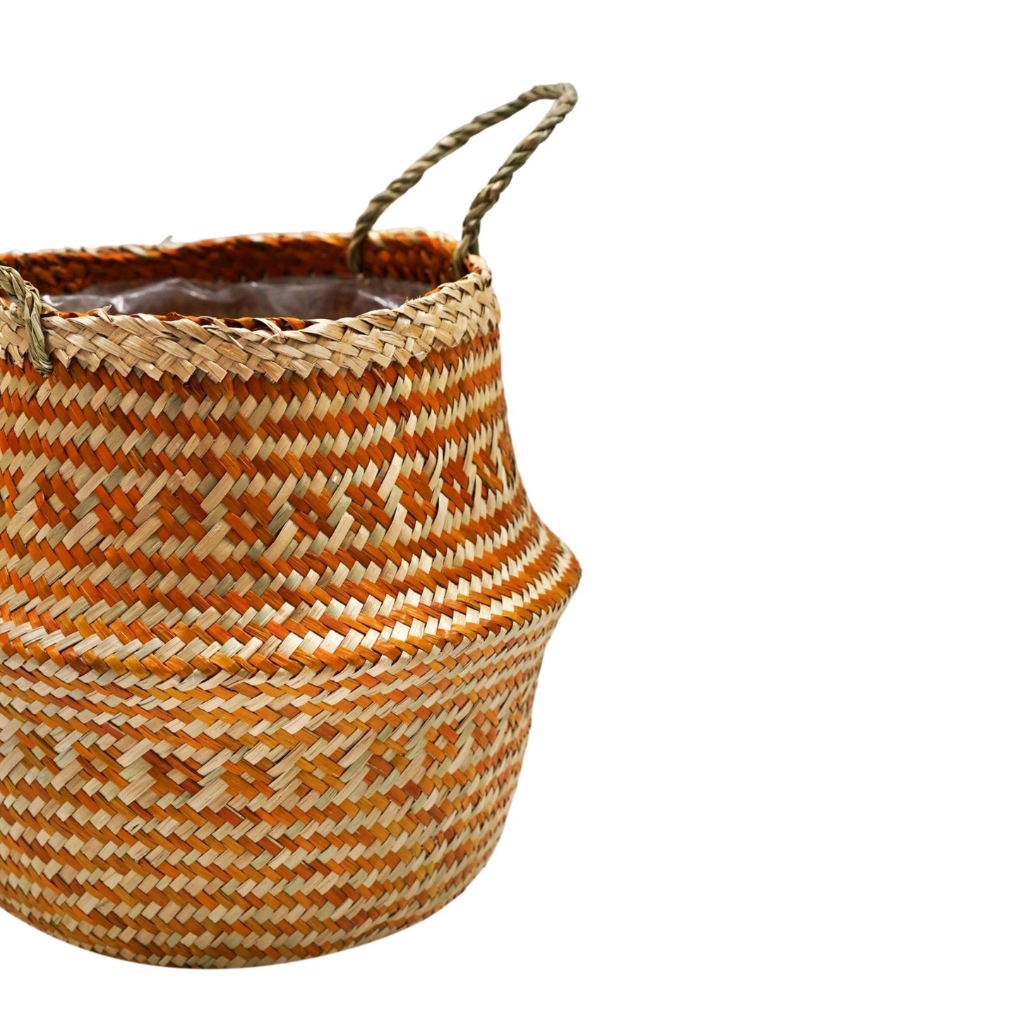 Seagrass Tribal Amber Lined Basket Medium