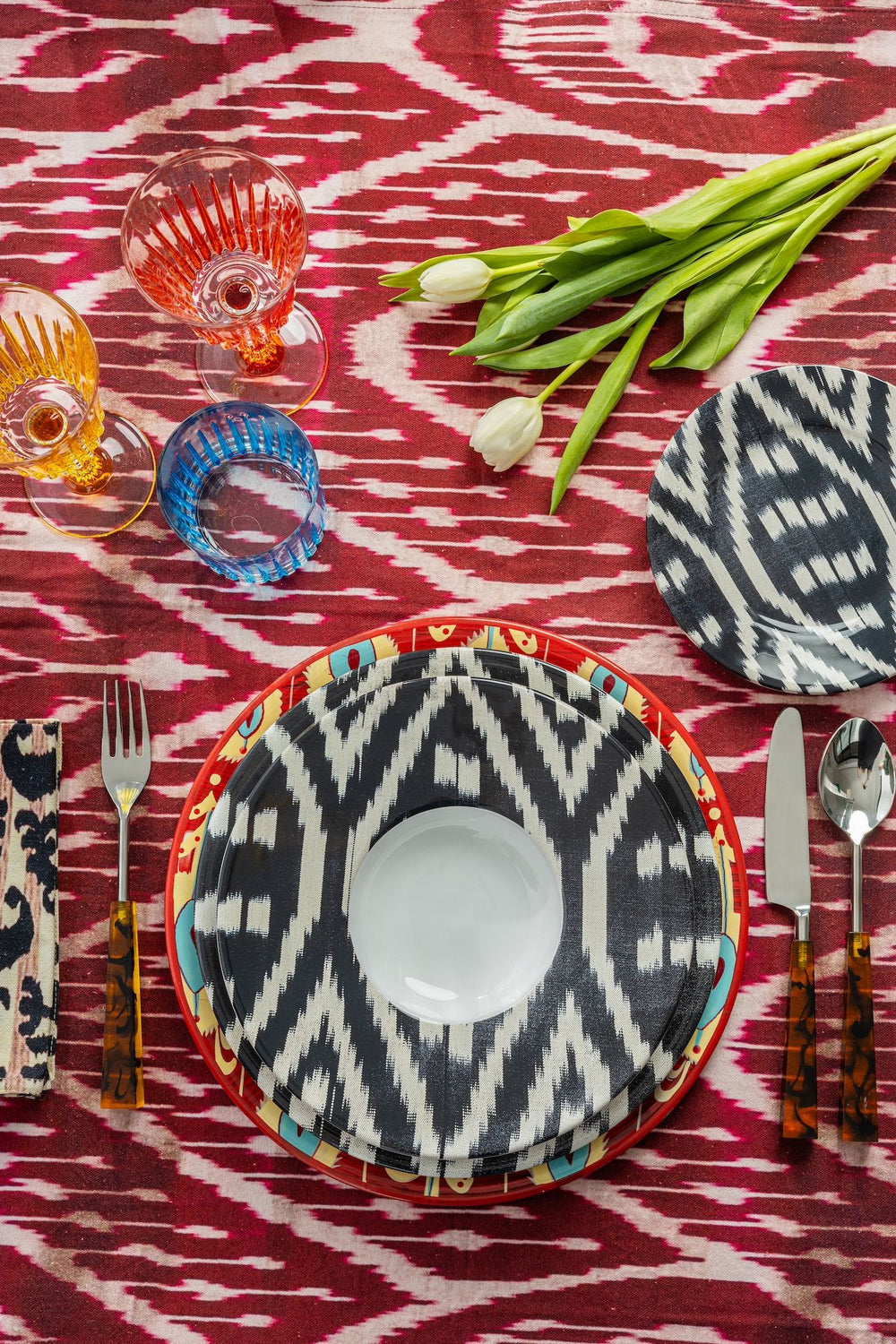 Ikat Ceramic Salad / Dessert Plate - #08