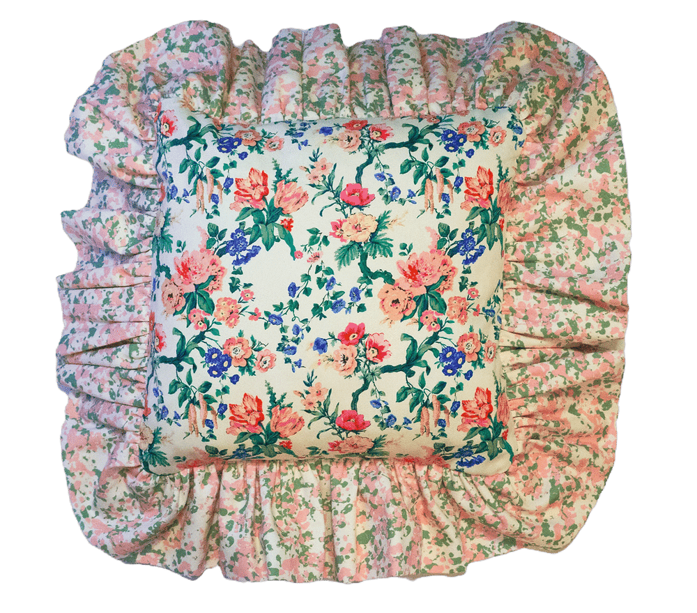 "Frilly fancy" cushion in Azelea Pink