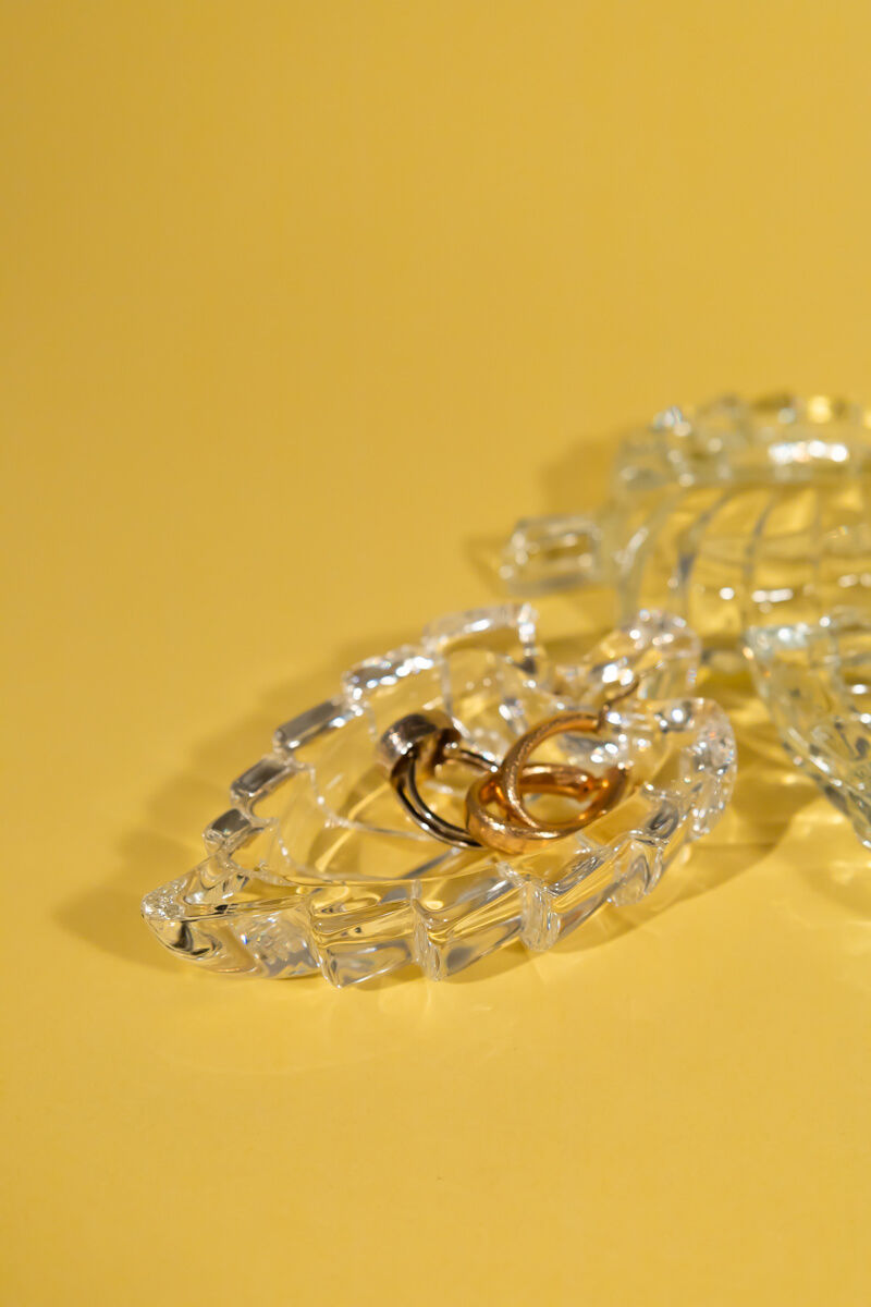 Art Glass Leaf Jewellery Dishes Set of Three