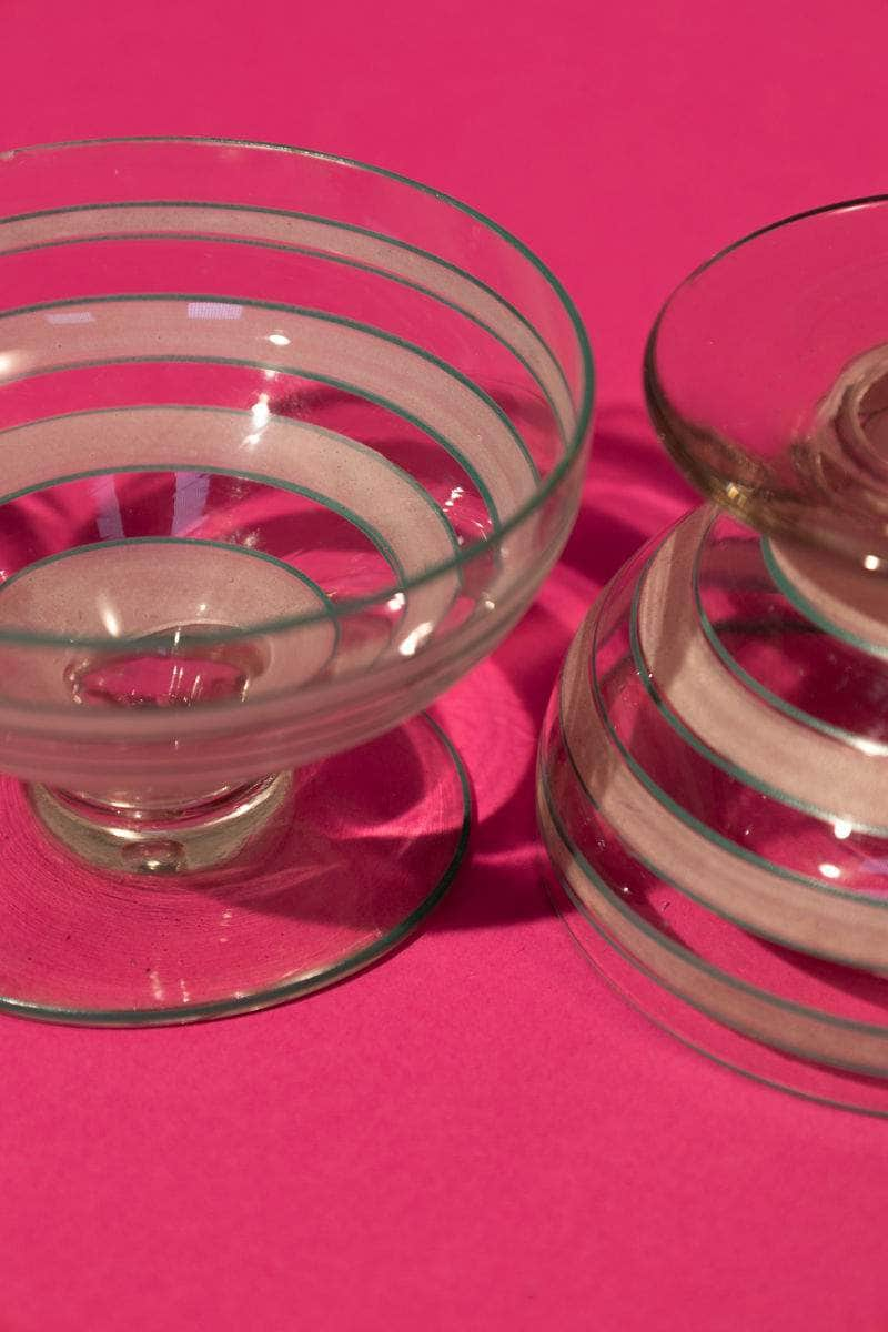 Mid-Century Striped Dessert Glasses Set of Three