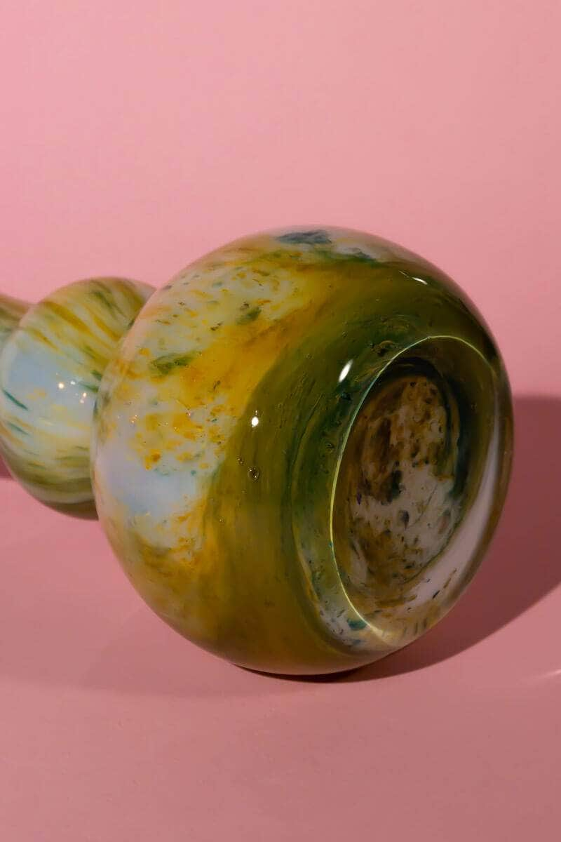 Vintage Speckled Green Art Glass Vase