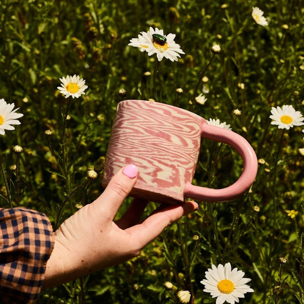 Pink Herringbone Mug