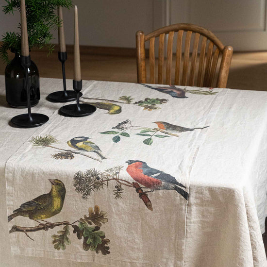 Linen Table Runner SMALL BIRDS