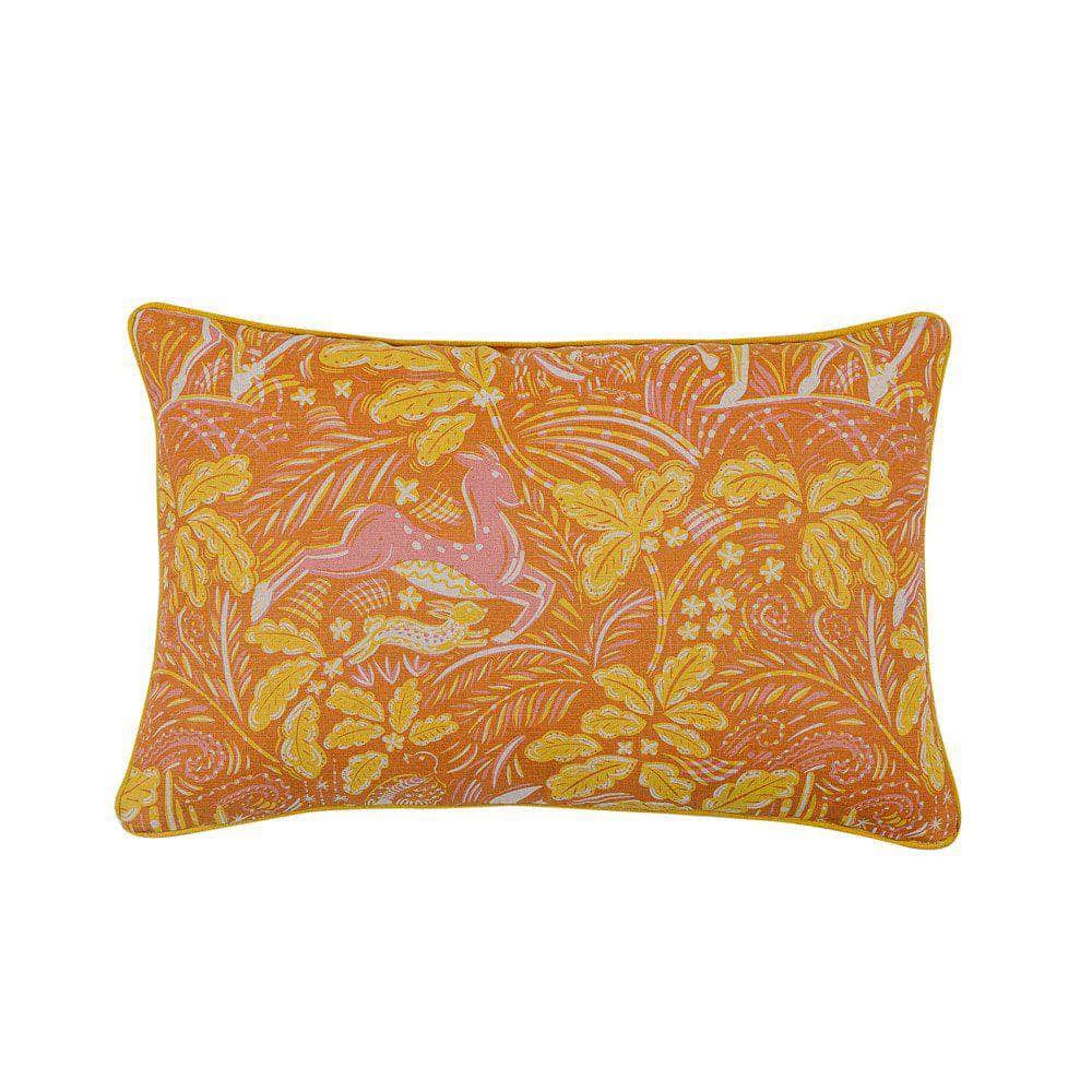 Staffordshire Bolster Cushion in Straw Yellow and Stafford Pink