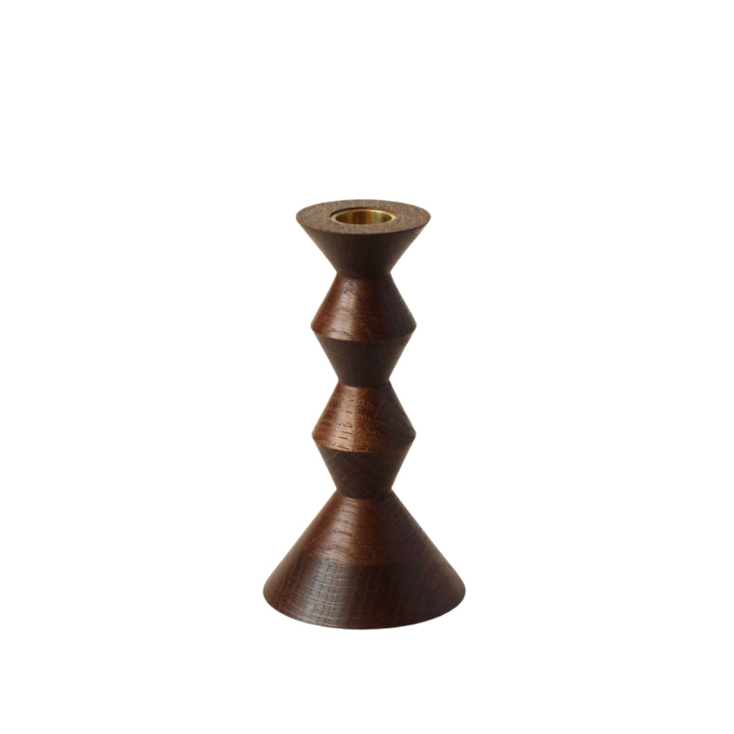 Fumed Oak Turned Wooden Candlestick