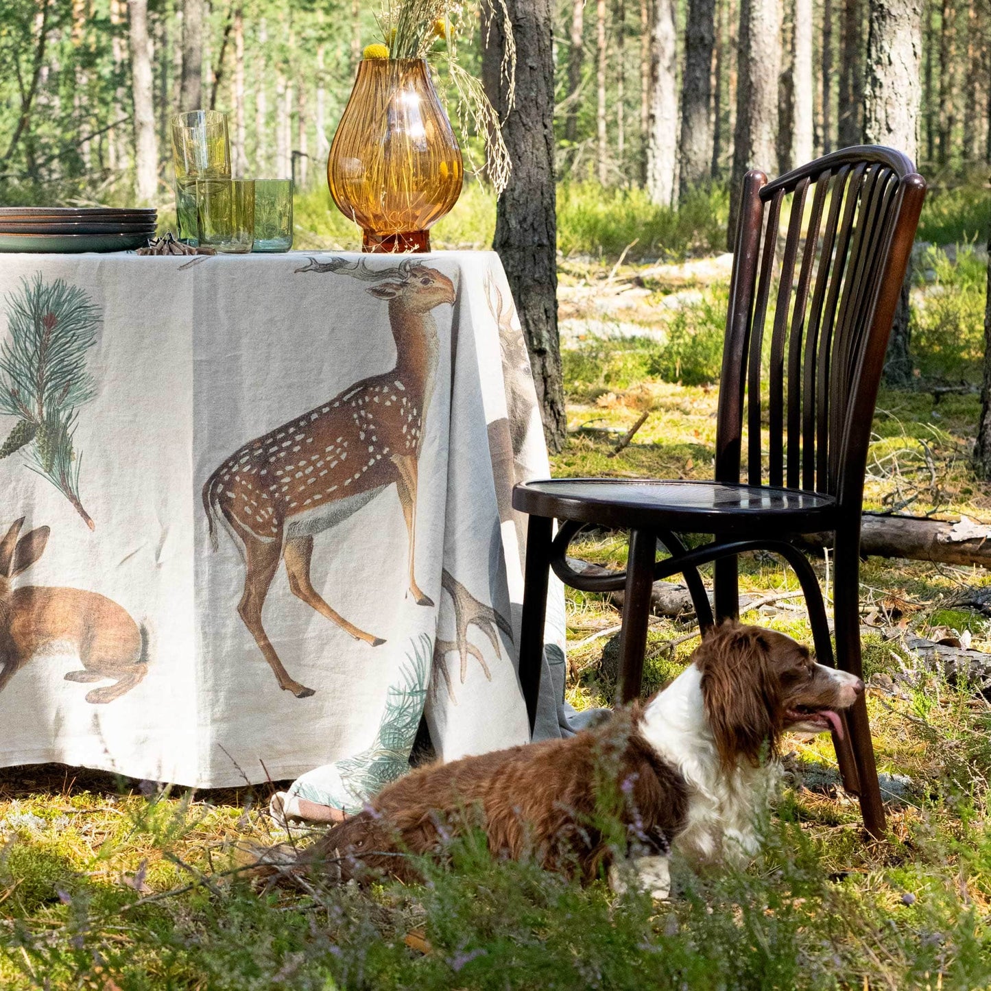 Linen tablecloth WILD ANIMALS