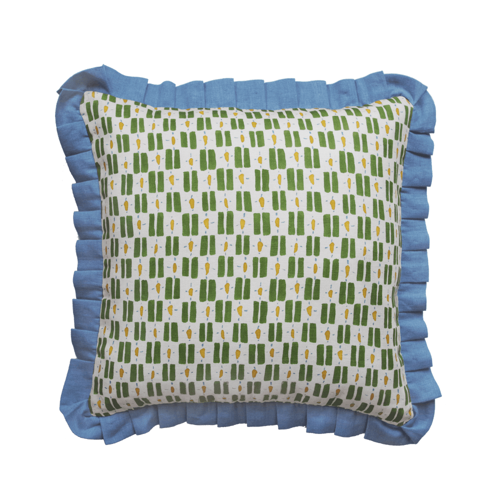 Printed Little Check Frill Cushion