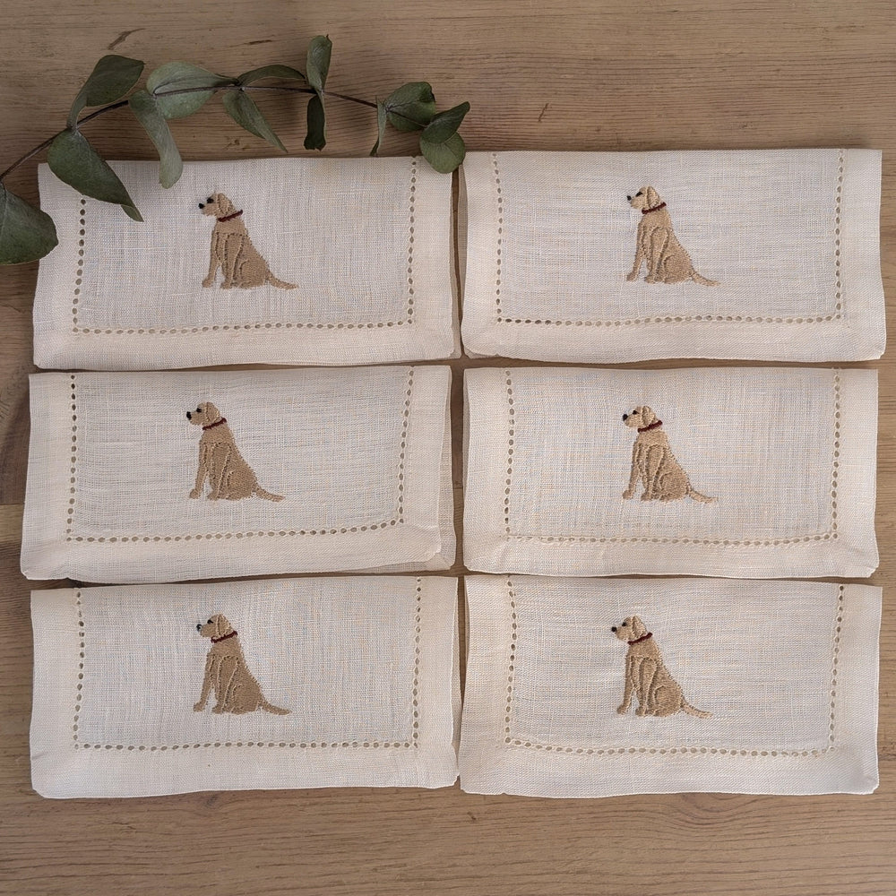 LABRADOR - Labrador embroidery cocktail napkin set (set of 6)