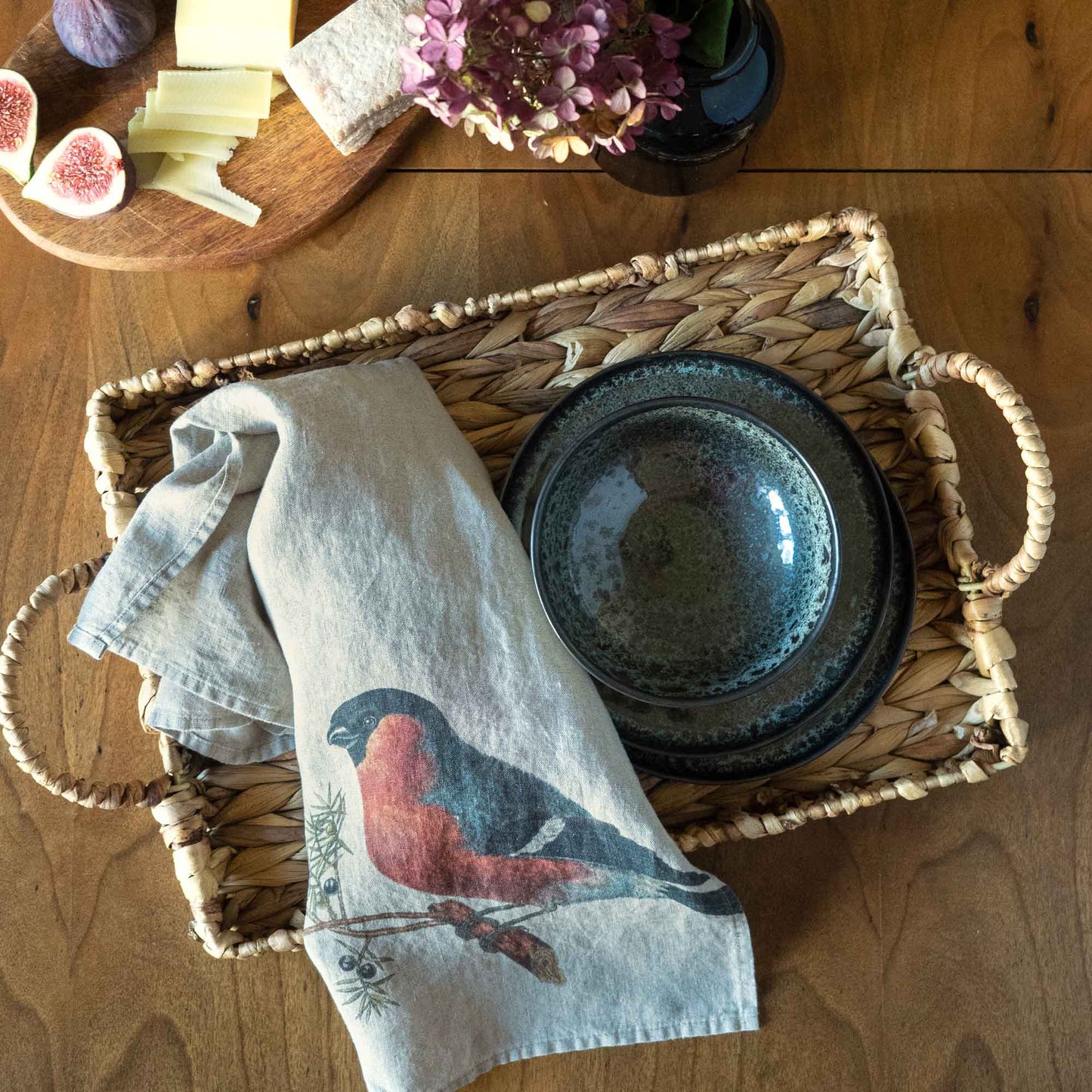 Linen Kitchen Towels SMALL BIRDS Set of 2