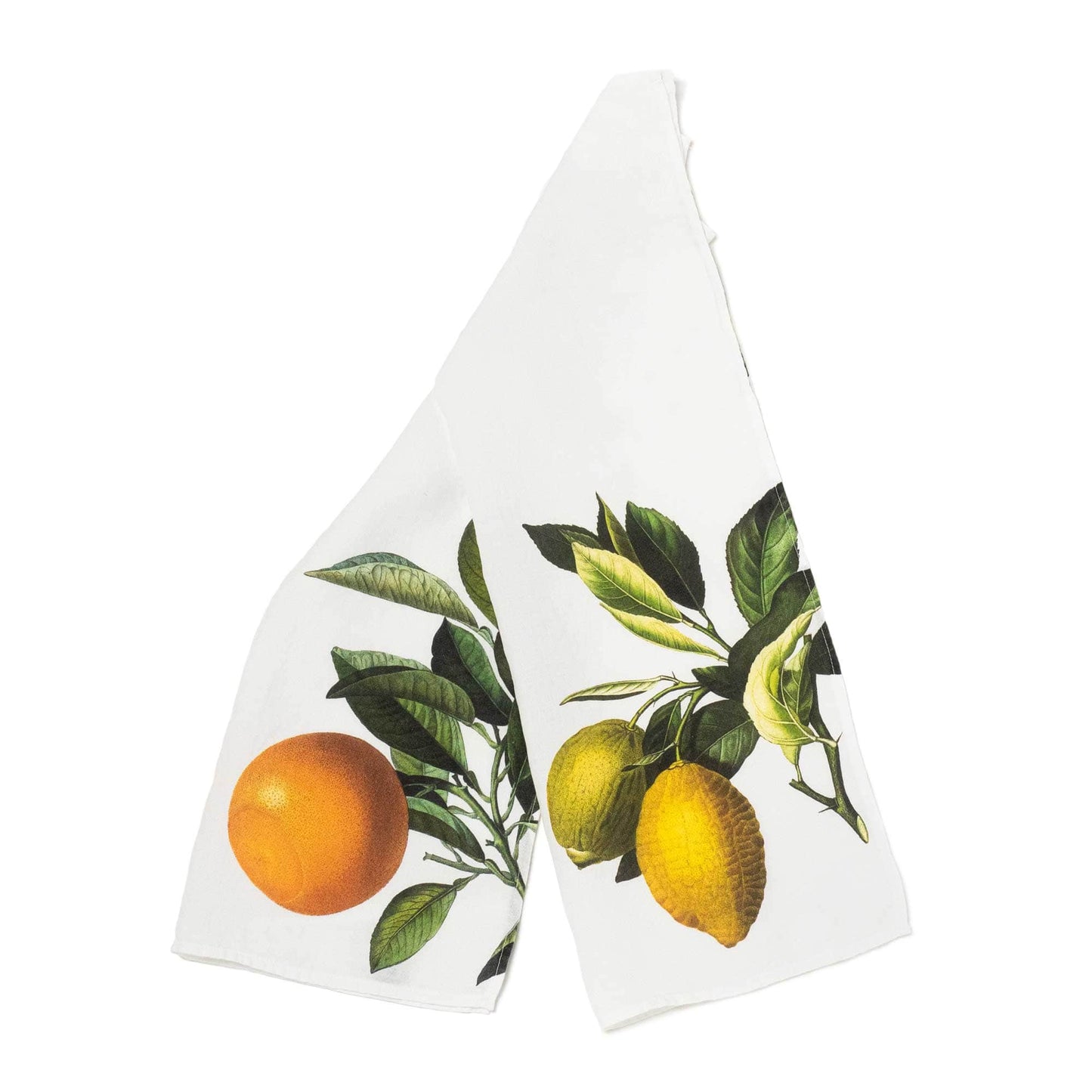 Linen Kitchen Towels ORANGE & LEMON Set of 2 White