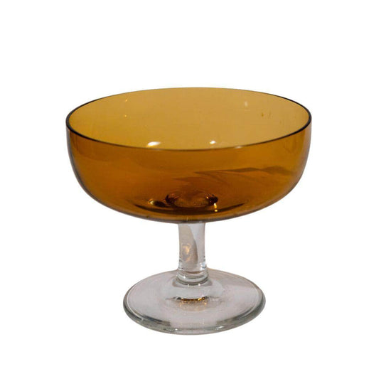 Vintage Amber Glass Stemmed Bowl