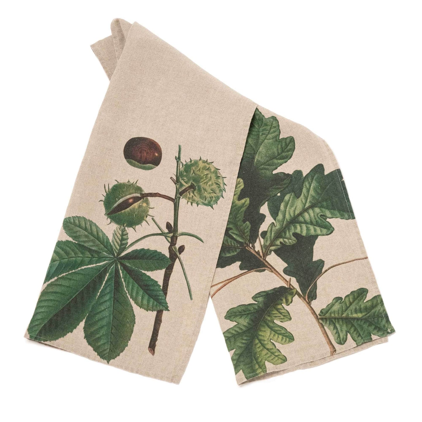 Linen Kitchen Towels OAK & HORSE CHESTNUT Set of 2