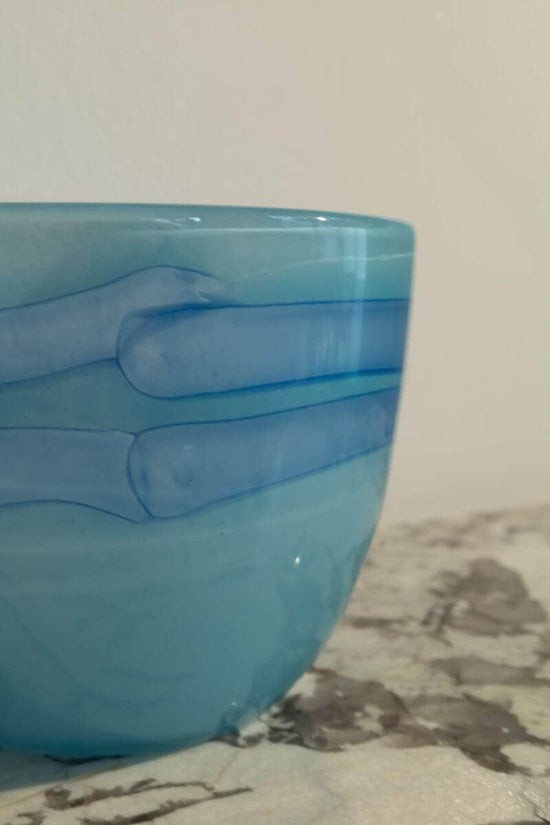 Vintage Turquoise Art Glass Abstract Bowl