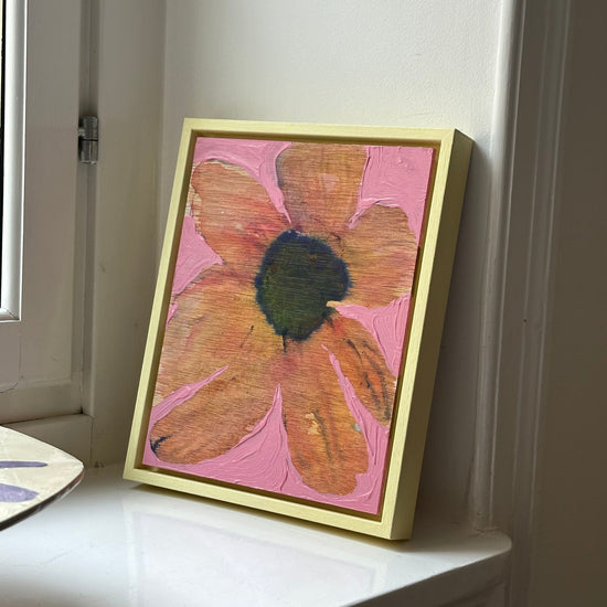 Orange Bloom on Wood - Original Painting