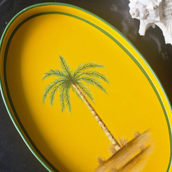 Flora Hand-Painted Iron Tray - Palm Tree