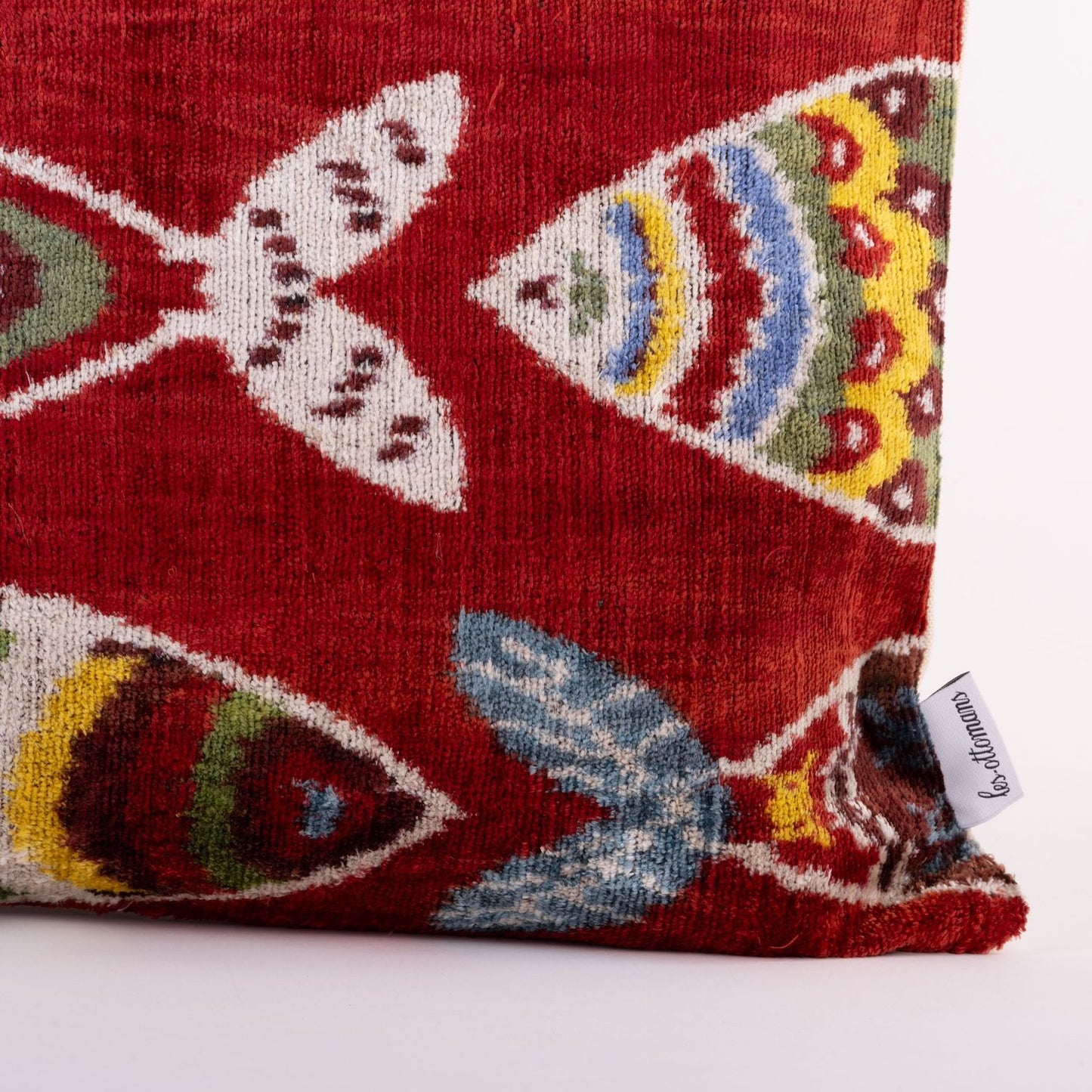 Silk Velvet Ikat Cushion - Coastal