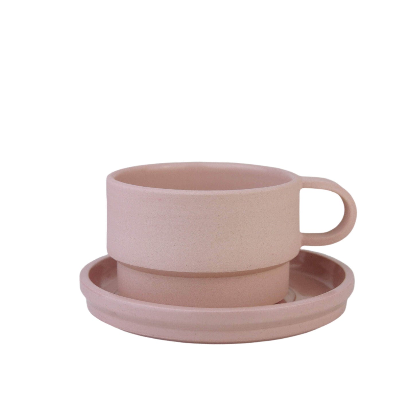 Short Angular Mug and Saucer Coffee Set, Blush