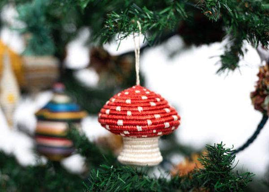 Red Mushroom Holiday Ornament from Rwanda