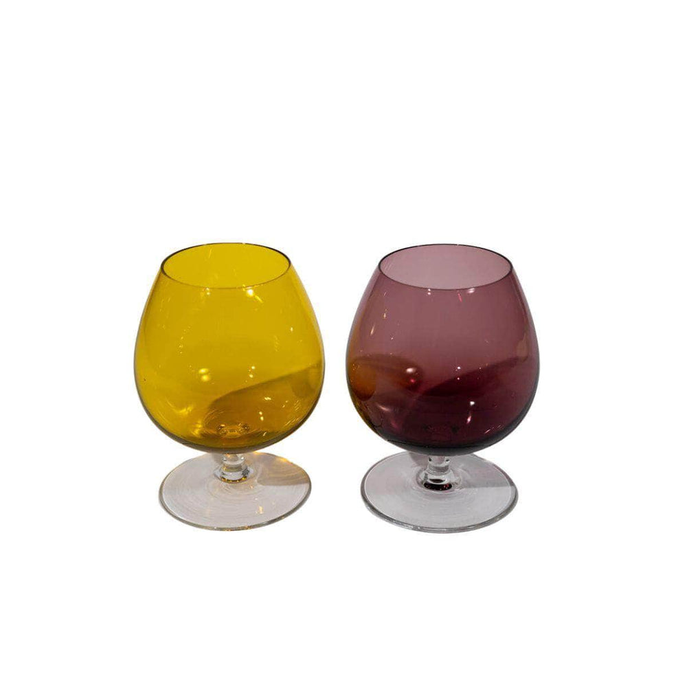 Vintage Multicolour Stemmed Glasses Pair