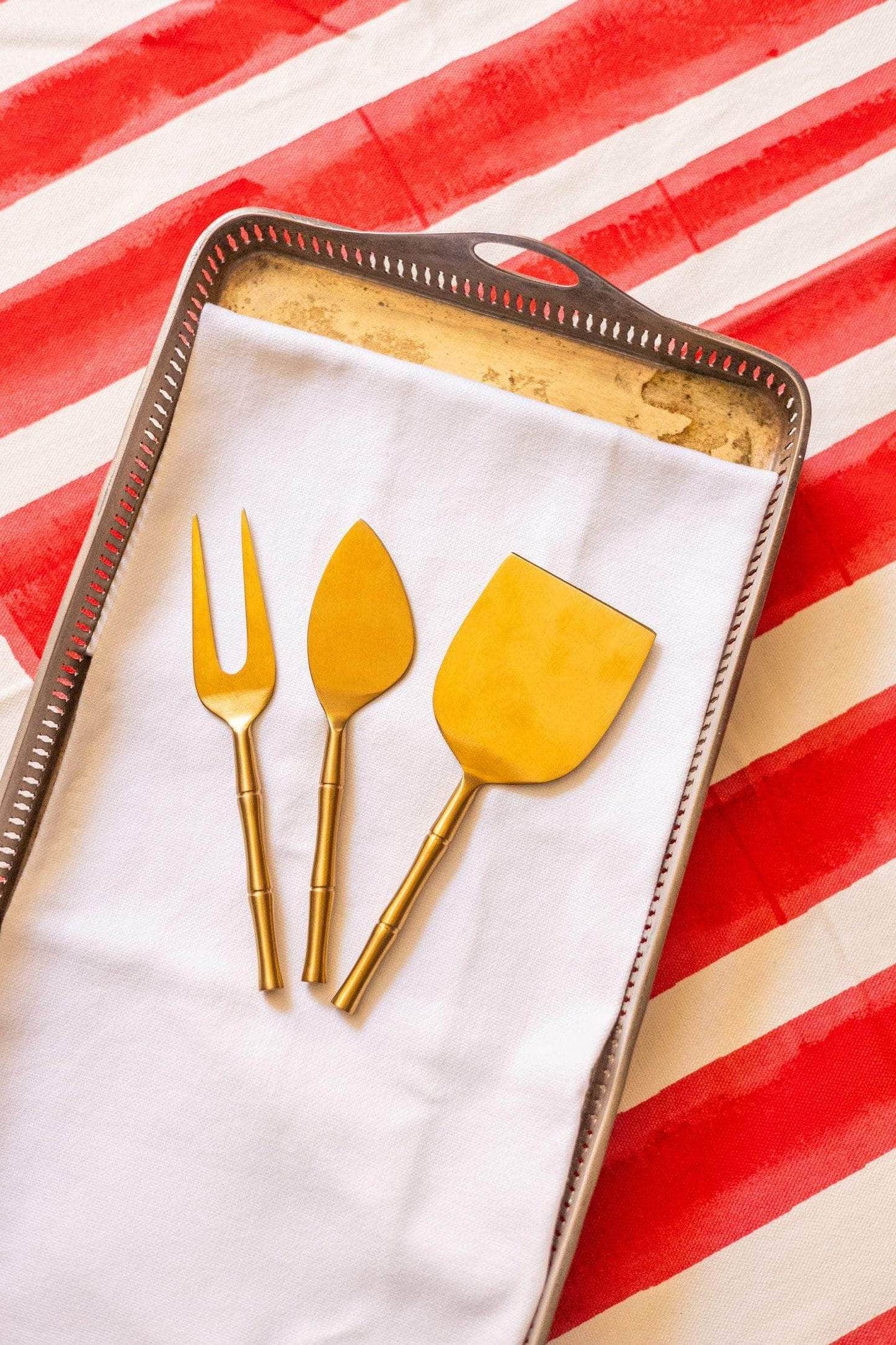 Gold Bamboo Cheese Serving Set