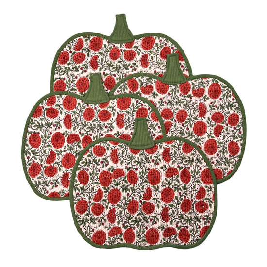 Gift Set: Set of 4 reversible Pumpkin Placemats