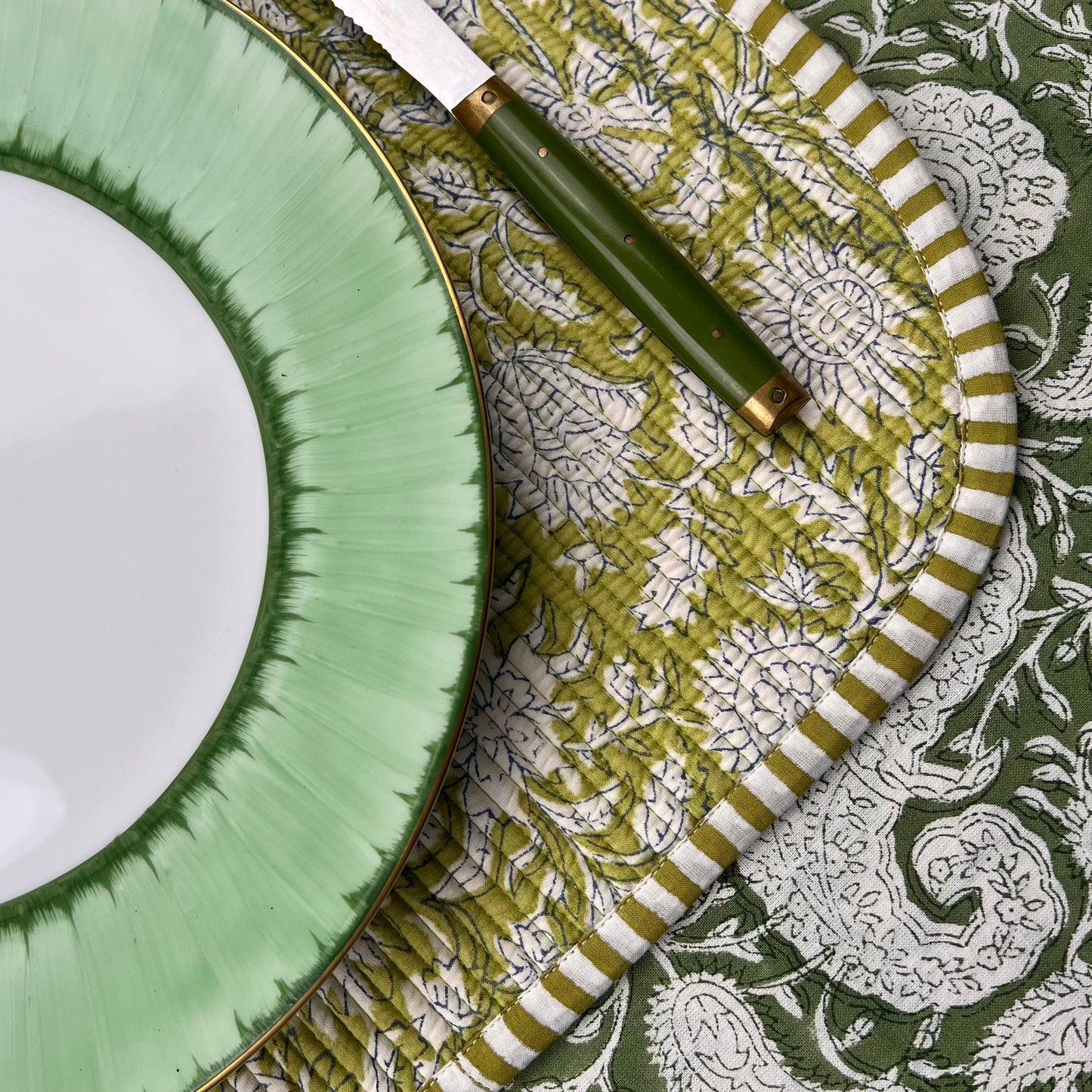 Gift Set: Four Breakfast Placemats (Green Blue)