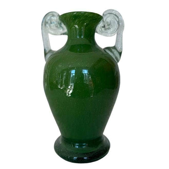 Blown Glass Amphora Vase, Green