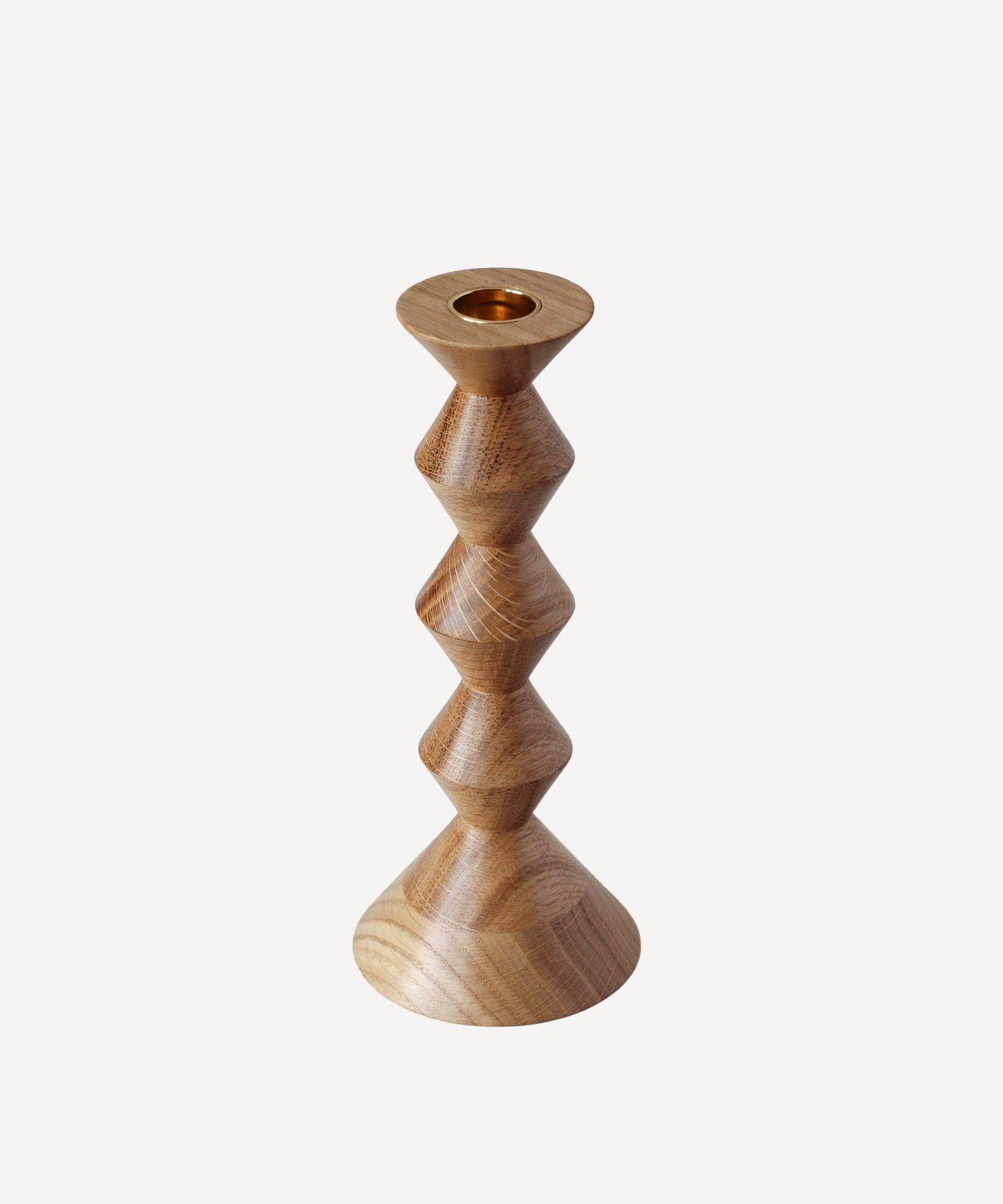 Natural Oak Turned Wooden Candlestick