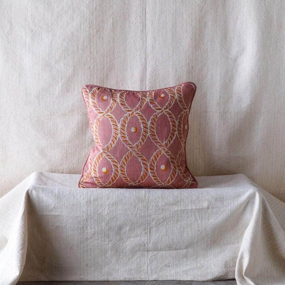 Dolly Small Piped Cushion in Pink and Gold