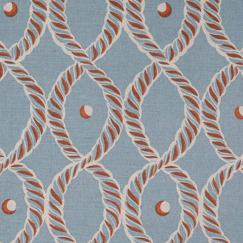 Dolly Fabric in Field Blue and Rust