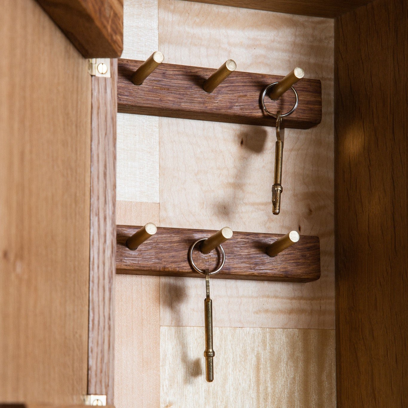 Brown Oak Key Cabinet