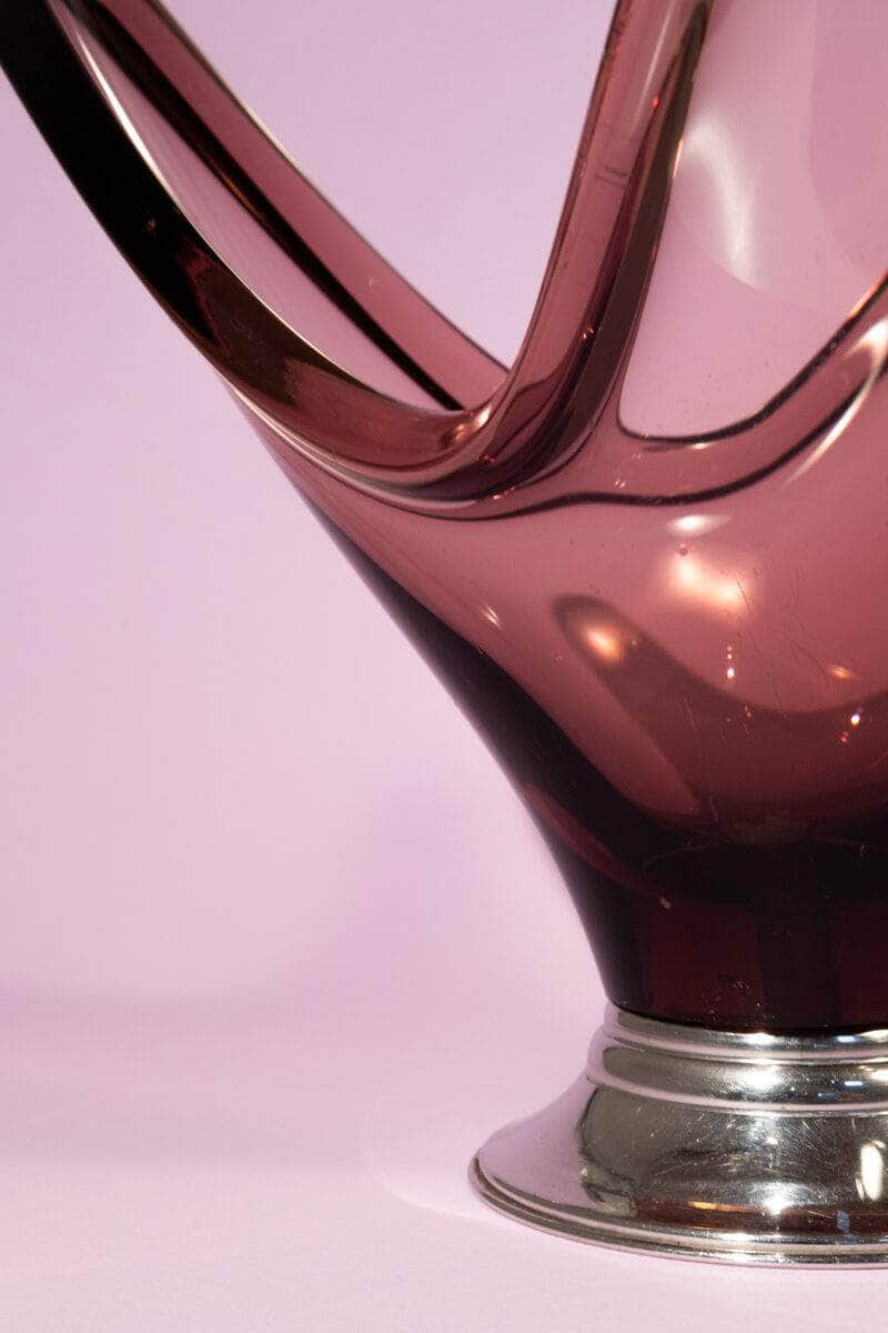 Mid-Century Purple Art Glass Centerpiece