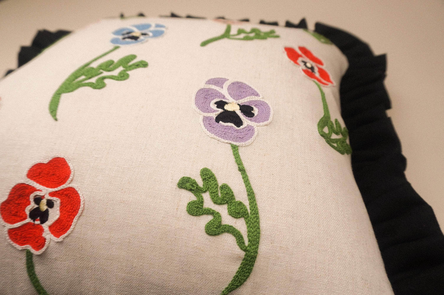 Winter Pansy Linen Cushion