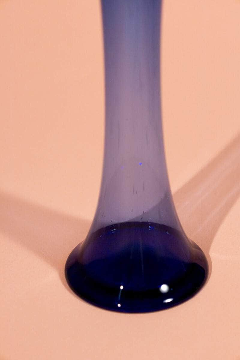 Vintage Ruffled Cobalt Blue Art Glass Vase