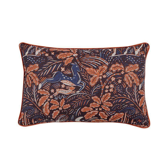 Staffordshire Bolster Cushion in Navy and Rust