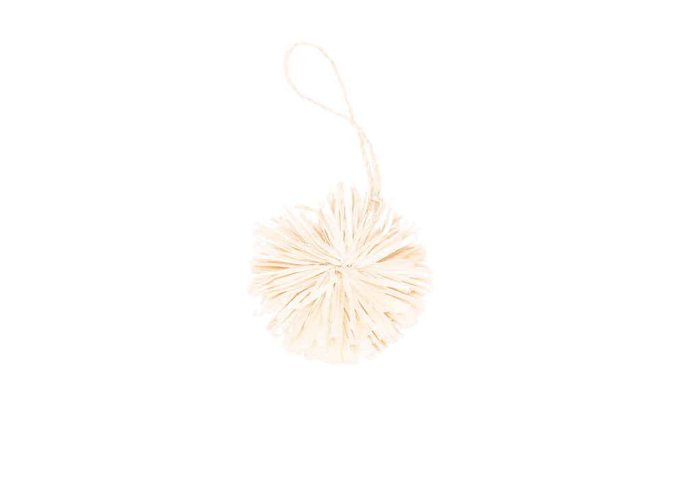 Natural Raffia Pom Pom Holiday Ornament