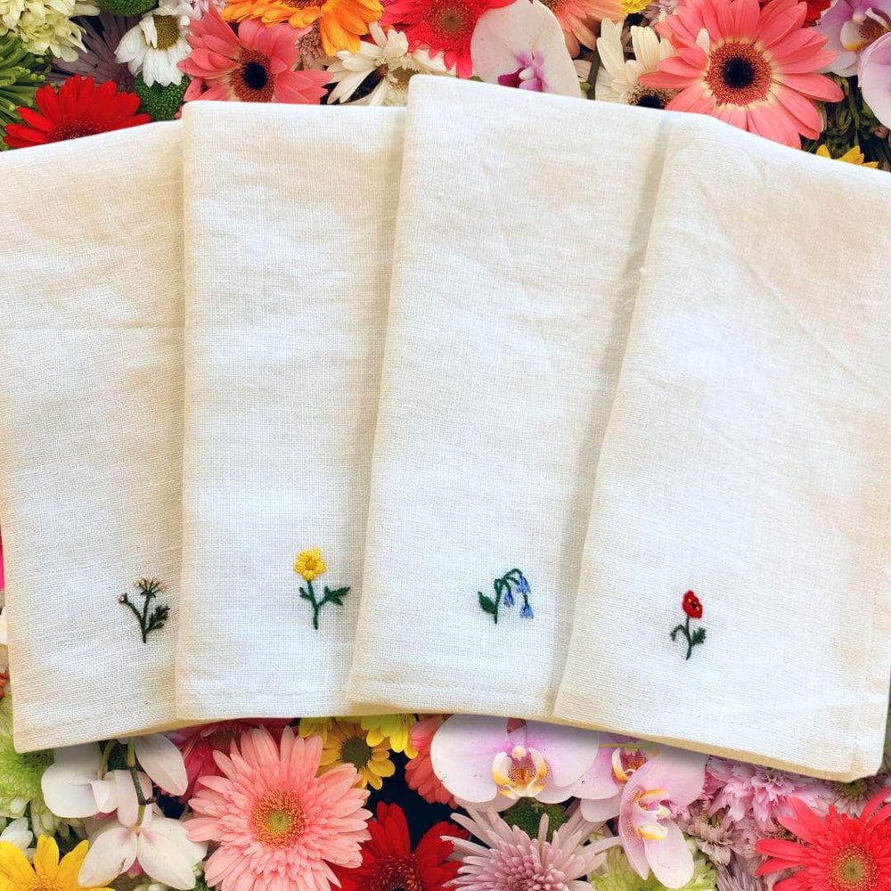 Wonderful Wildflowers White Napkins, Set of 4