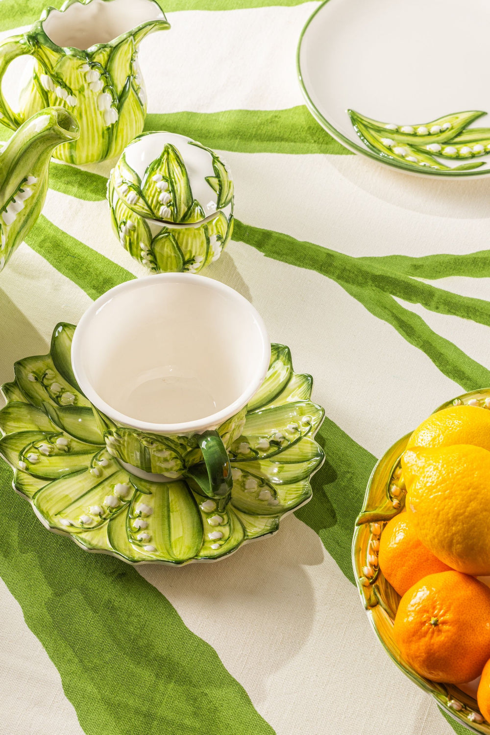 Lily of The Valley Hand-Painted Tea Cup and Saucer