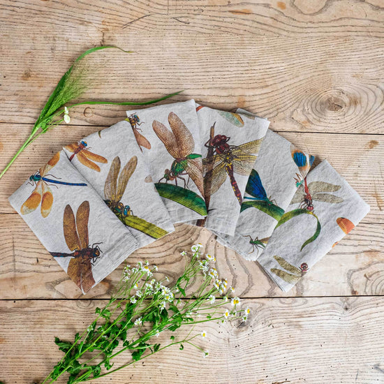 Linen Napkins LAKESIDE DRAGONFLIES Set of 6