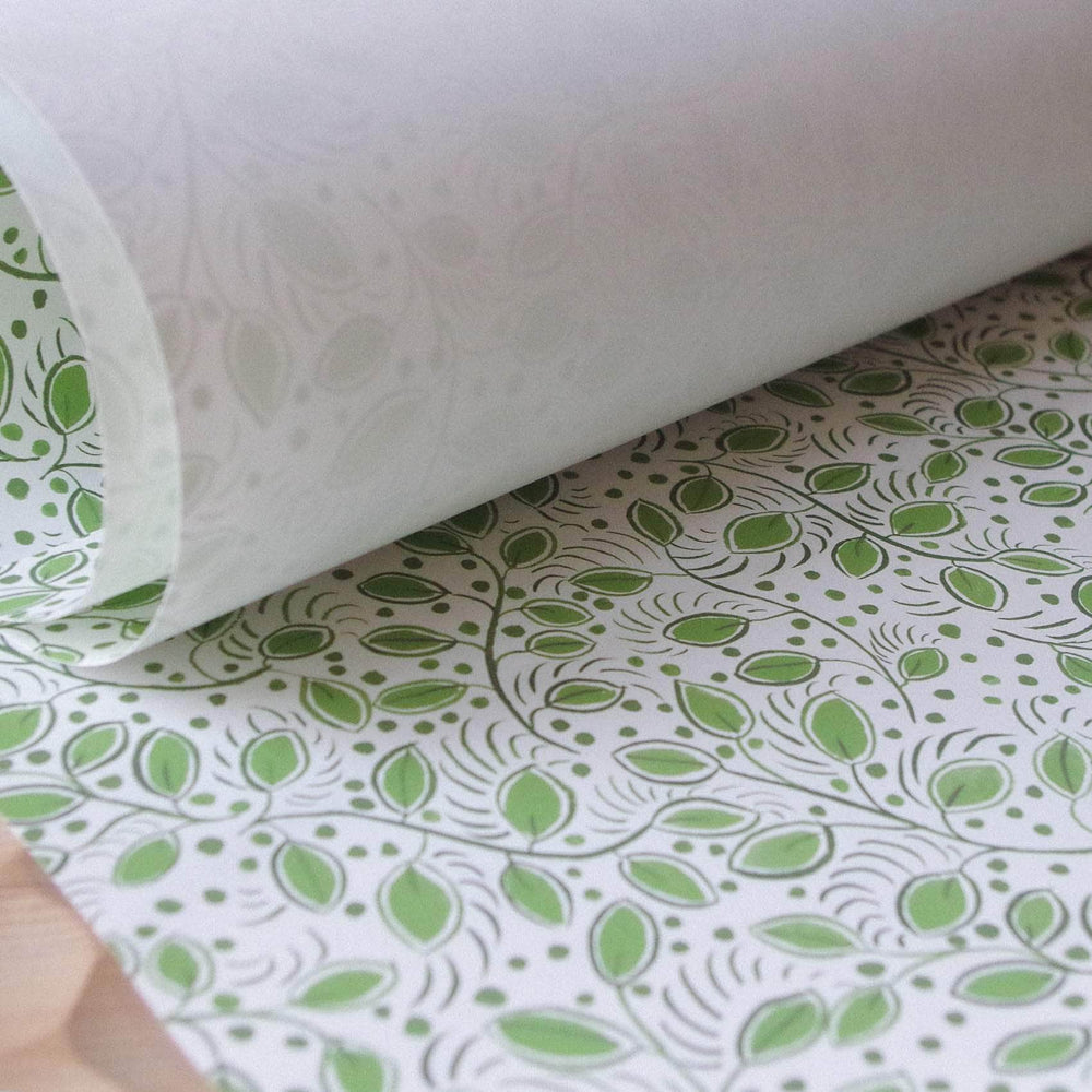 Printed Little Leaves Wallpaper - Green