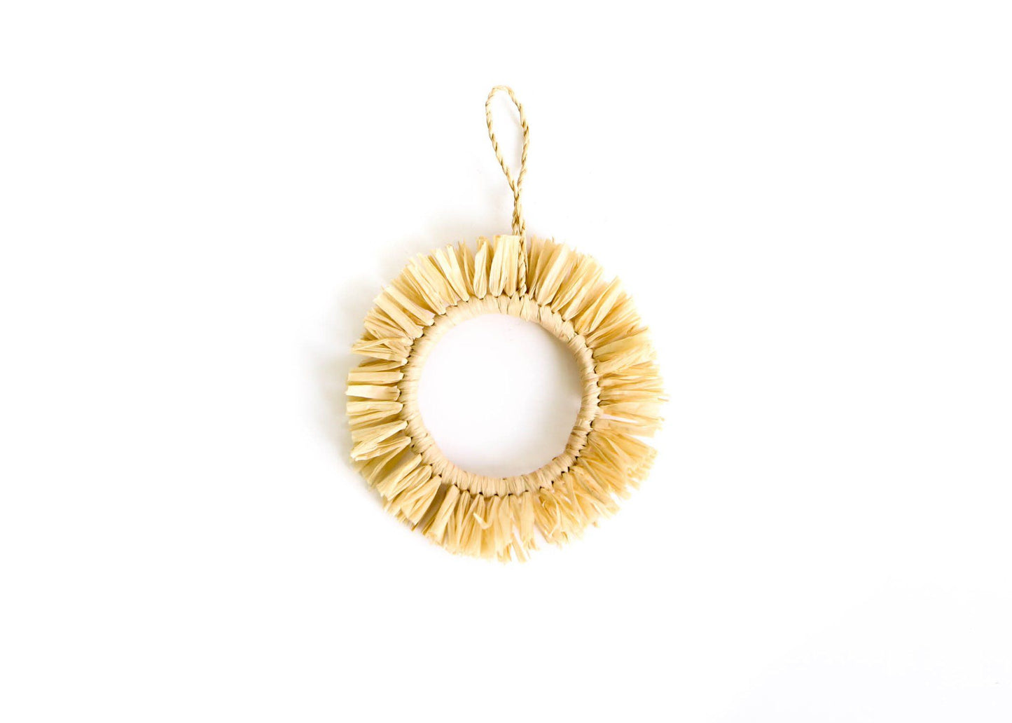 Natural Raffia Fringed Hopp Holiday Ornament from Rwanda