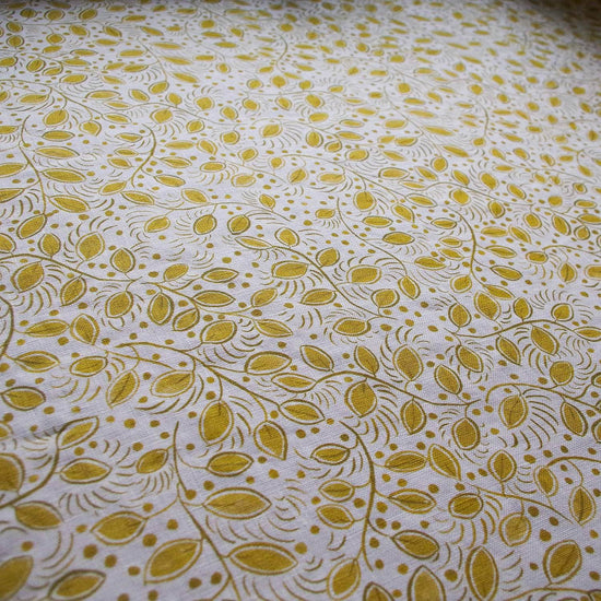 Printed Little Leaves Fabric - Yellow