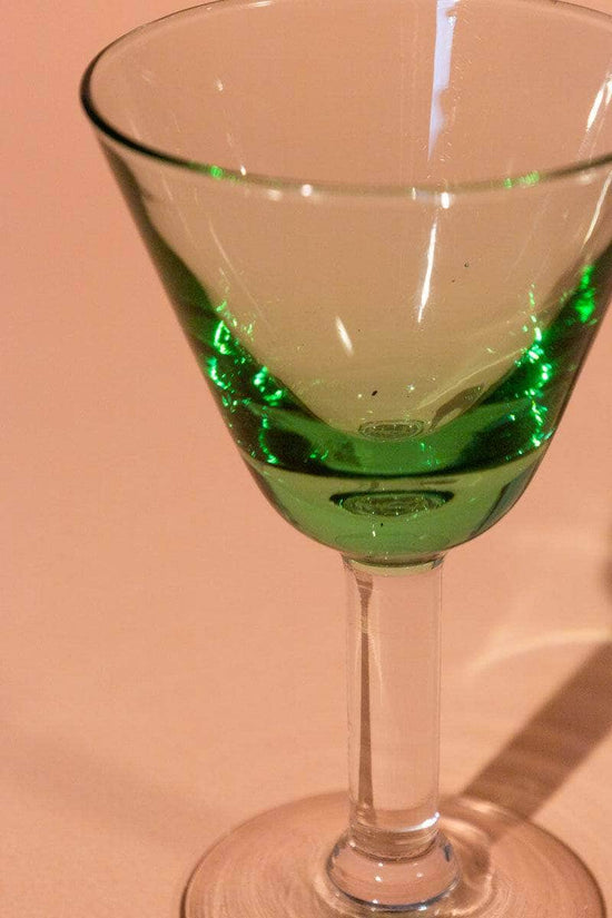 Vintage Green Stemmed Glasses, Set of Four