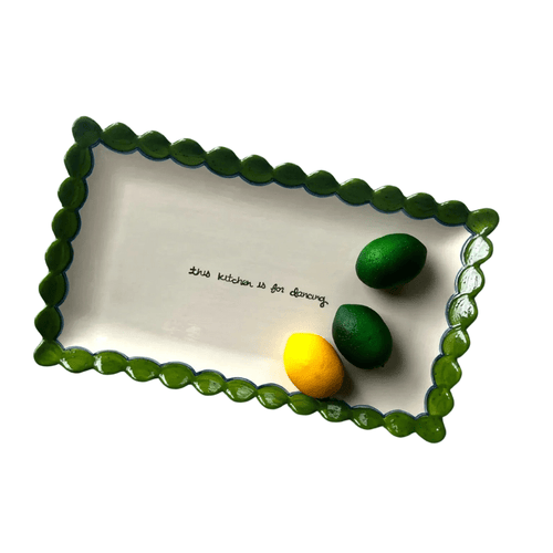 “This Kitchen Is For Dancing” Scalloped Tray